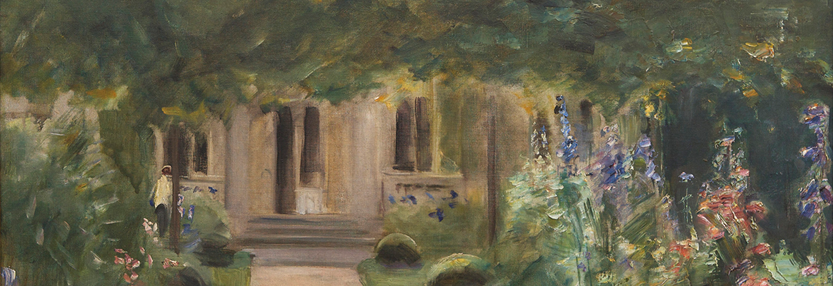 Blick aus dem Nutzgarten nach Osten auf den Eingang zum Landhaus